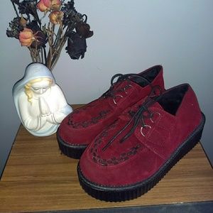 Vintage Dark Red Creeper Platform Shoes